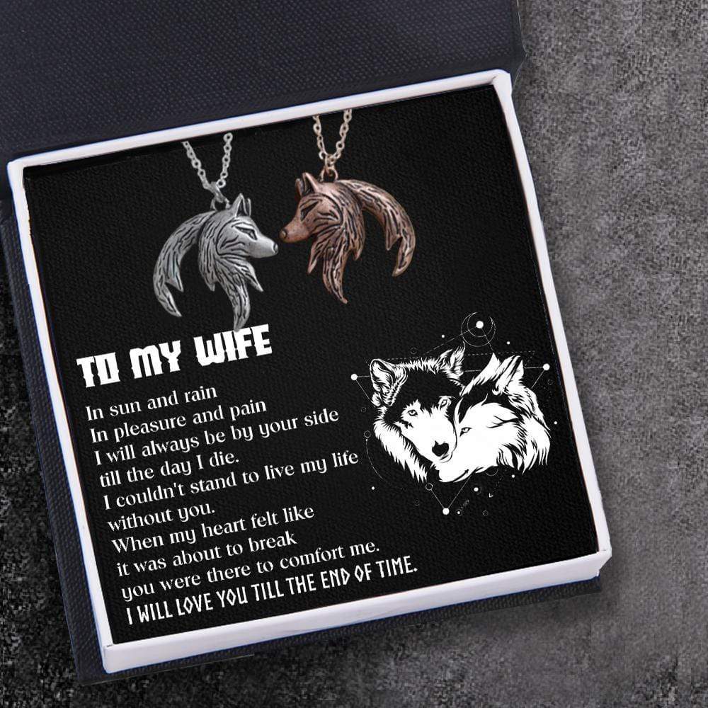 Couple Wolf Pendant Necklaces - To My Wife - I Will Love You Till The End Of Time - Ukgnbd15001 - Love My Soulmate