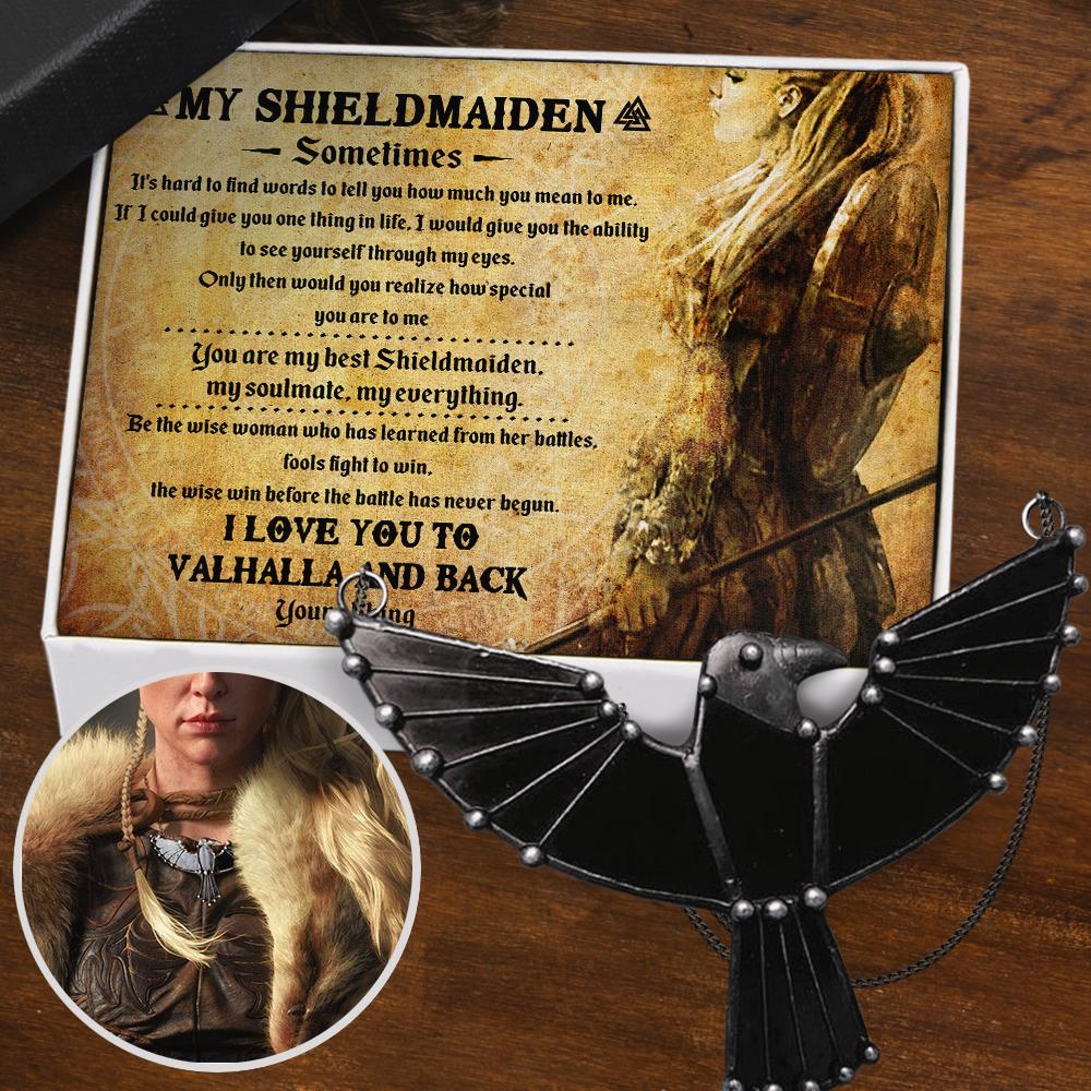 Dark Raven Necklace - To My Shield-maiden - I Love You To Valhalla And Back - Ukgncm13001 - Love My Soulmate