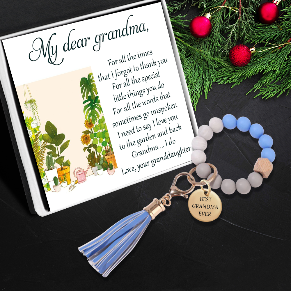 Silicone Bracelet Keychain - For Garden Lover - From Granddaughter - My Dear Grandma - Love You To The Garden And Back - Ukgkzq21001