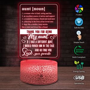 3D Led Light - Family - To My Aunt - Thank You For Being My Aunt - Ukglca30003