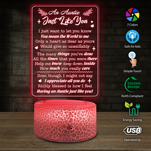 3D Led Light - Family - To My Aunt - You Mean The World To Me - Ukglca30007