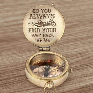Engraved Compass - Biker - So You Always Find Your Way Back To Me - Ukgpb26003 - Love My Soulmate