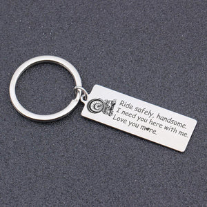 Personalized Engraved Keychain - Biker - I Need You Here With Me, Love You More - Ukgkc12002 - Love My Soulmate