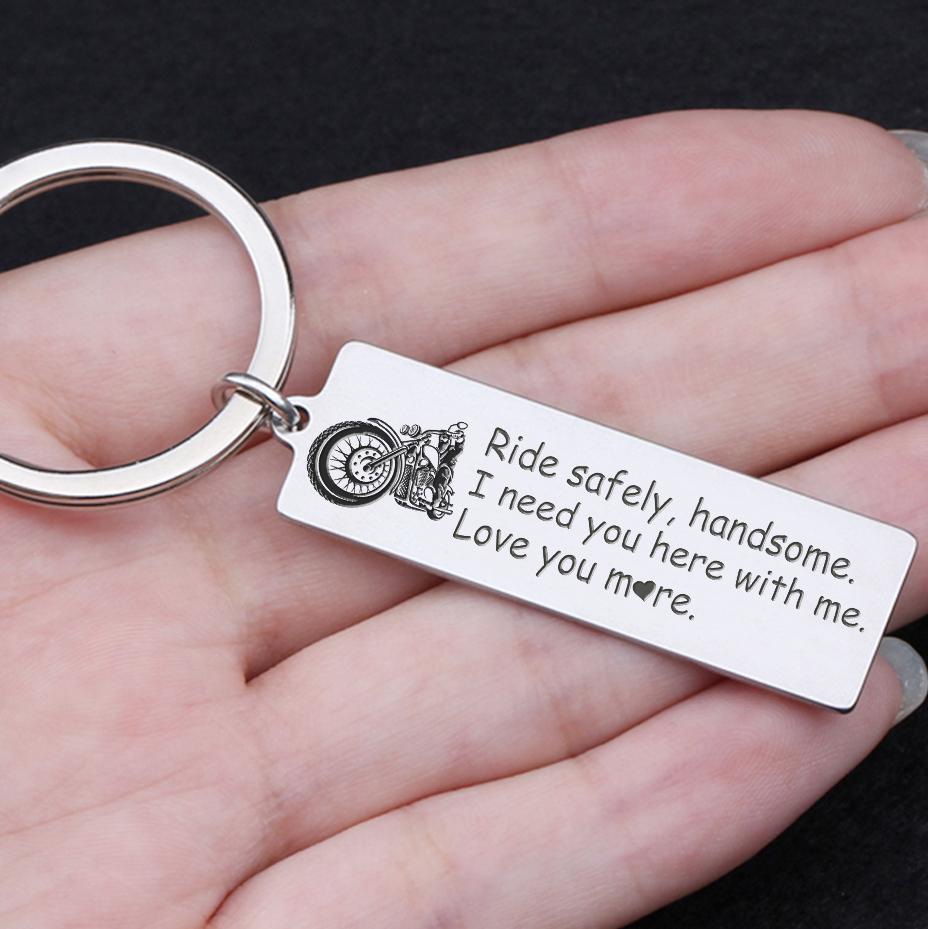 Personalized Engraved Keychain - Biker - I Need You Here With Me, Love You More - Ukgkc12002 - Love My Soulmate