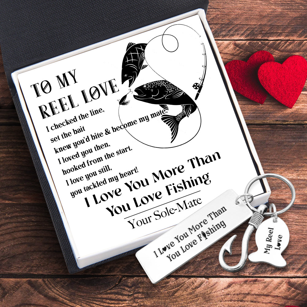 Fishing Hook Keychain - Fishing - To My Reel Love - I Love You More Than You Love Fishing - Ukgku13013