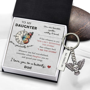 Fly Skull Keychain - Butterfly - From Dad - To My Daughter - I Love You To A Butterfly - Ukgkem17003