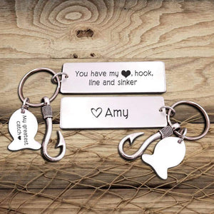 Personalised Fishing Hook Keychain - To My Man - You Have My Heart, Hook, Line And Sinker - Ukgku26001 - Love My Soulmate