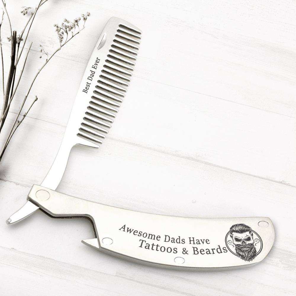 Folding Comb - To My Best Dad Ever - Awesome Dads Have Tattoos And Beards - Ukgec18001 - Love My Soulmate
