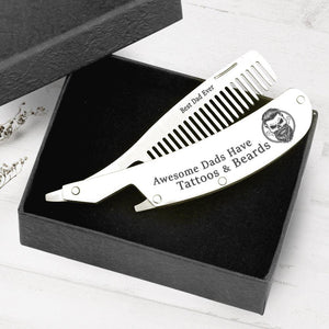 Folding Comb - To My Best Dad Ever - Awesome Dads Have Tattoos And Beards - Ukgec18001 - Love My Soulmate