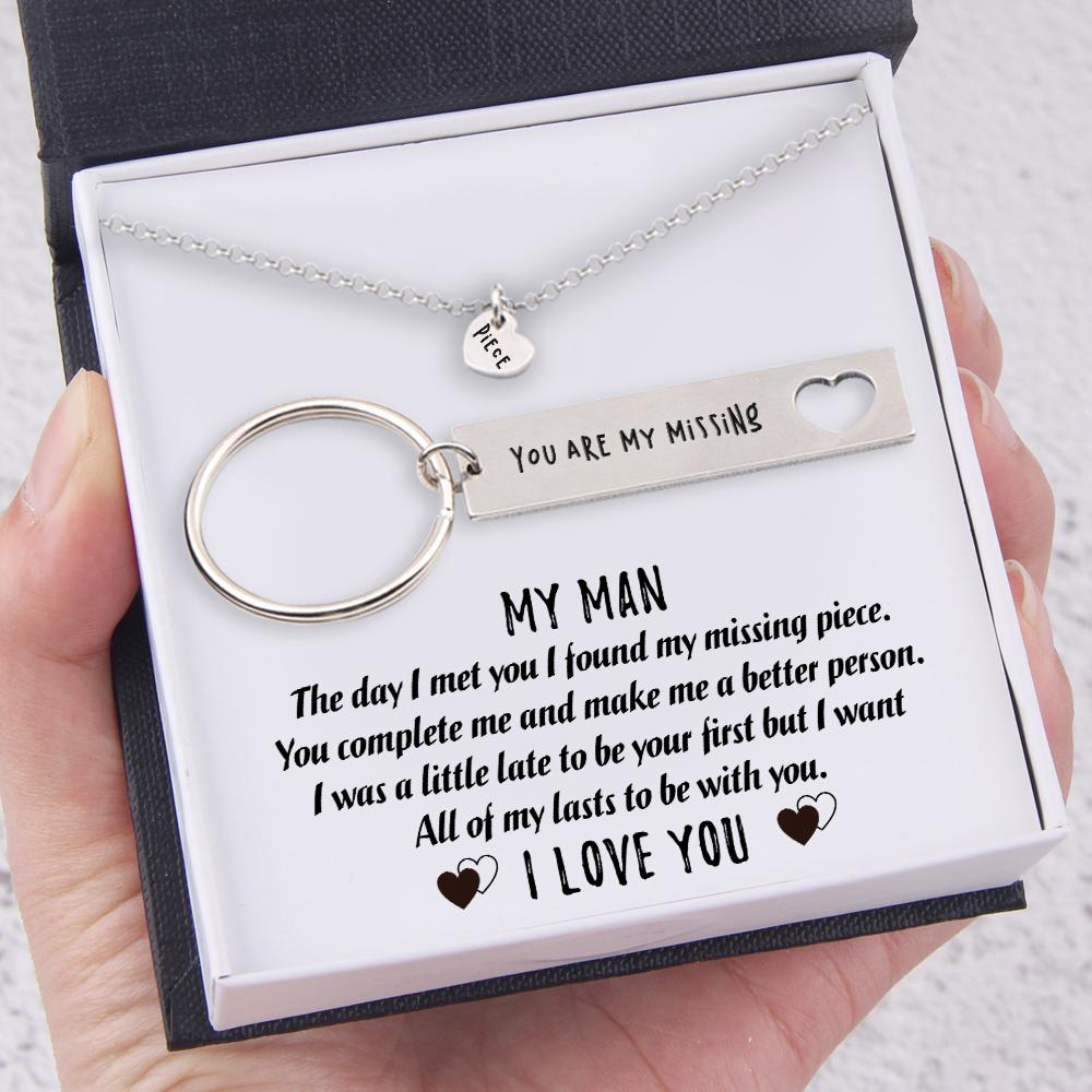Heart Necklace & Keychain Gift Set - My Man - I Want All Of My Lasts To Be With You - Ukgnc26002 - Love My Soulmate
