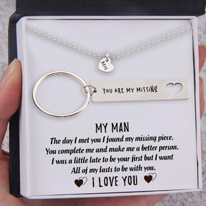 Heart Necklace & Keychain Gift Set - My Man - I Want All Of My Lasts To Be With You - Ukgnc26002 - Love My Soulmate