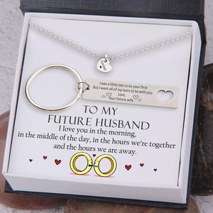 Heart Necklace & Keychain Gift Set - To My Future Husband, I Want All Of My Lasts To Be With You - Ukgnc24001 - Love My Soulmate