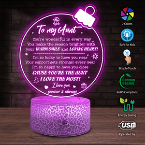 3D Led Light - Family - To My Aunt - I Love You, Forever & Always - Ukglca30008