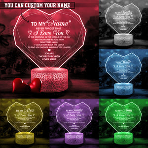 Personalised 3D Led Light - Family - To My Wife - Never Forget That I Love You - Ukglca15002