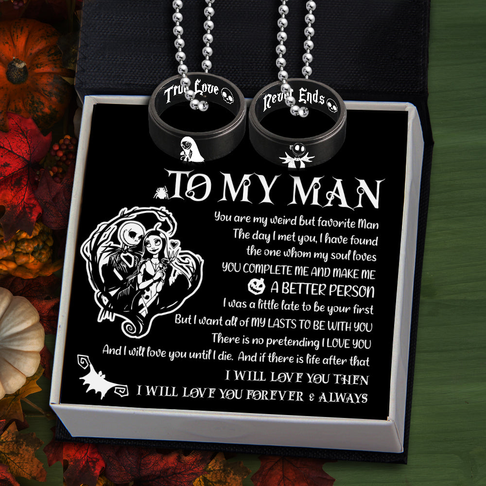 Couple Pendant Necklaces - Skull - To My Man - True Love Never Ends - Ukgnw26011