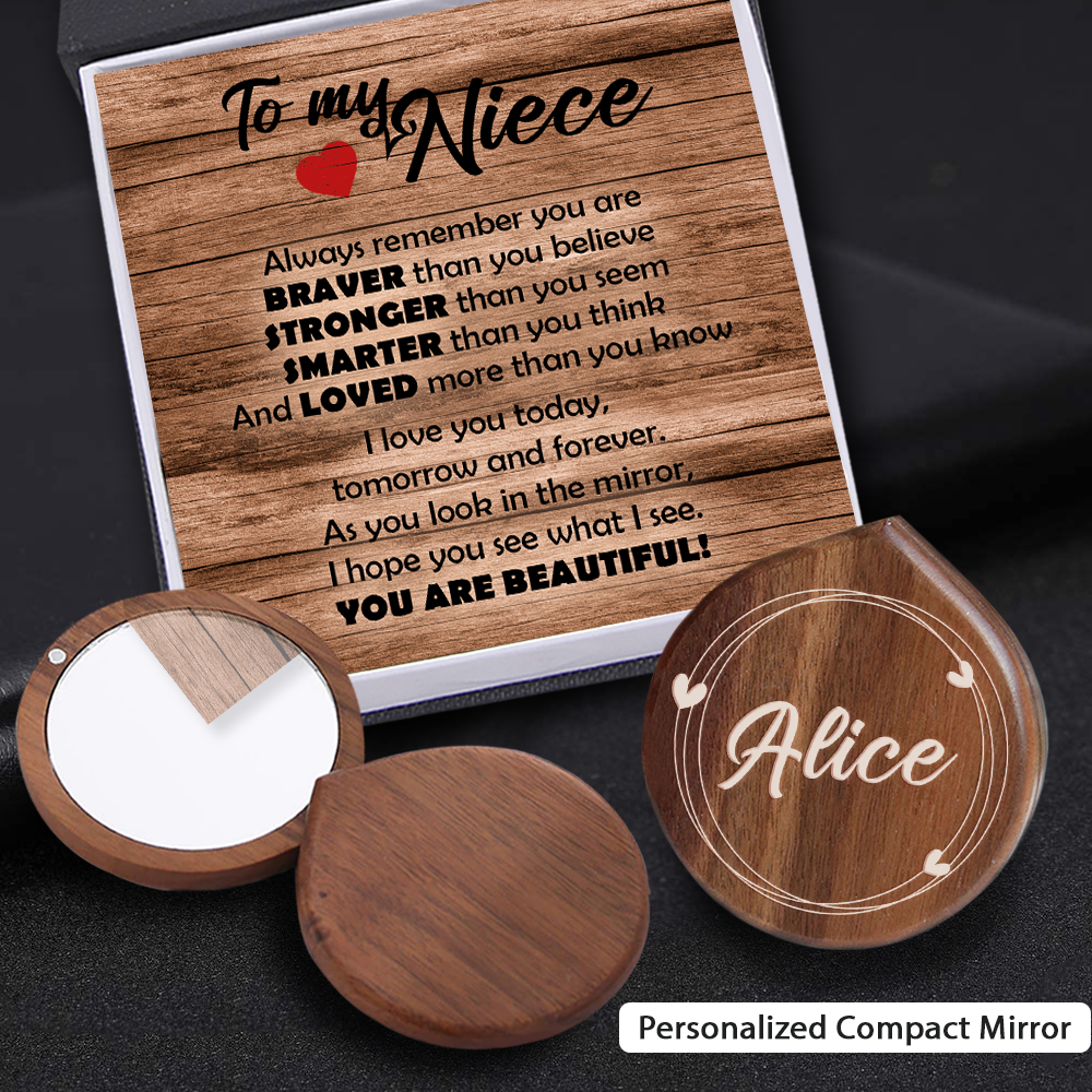 Personalized Wooden Compact Mirror - Family - To My Niece - You Are Beautiful - Ukgeka28001