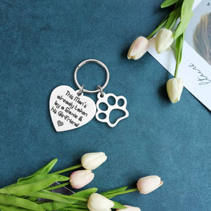Paw Print Heart Keychain - Dachshund - To My Man - I & Our Doxie Love You This Much - Ukgkzf26001