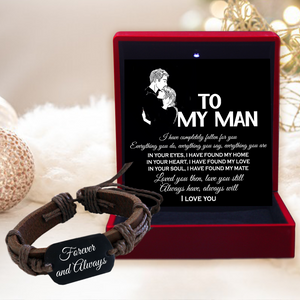 Leather Cord Bracelet - Family - To My Man - I Have Completely Fallen For You - Ukgbr26004