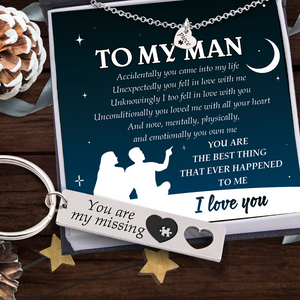 Heart Necklace & Keychain Gift Set - Family - To My Man - You Are My Missing - Ukgnc26007