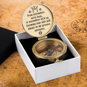 Engraved Compass - To My Husband - Becoming Your Wife Will Always Be My Greatest Adventure - Ukgpb14002