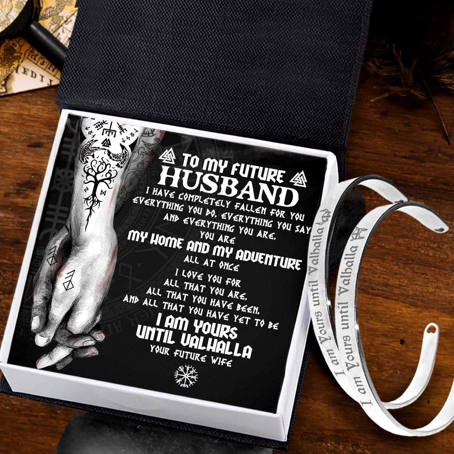 Viking Rune Couple Bracelets - Viking - To My Future Husband - I Am Yours Until Valhalla - Ukgbt24002