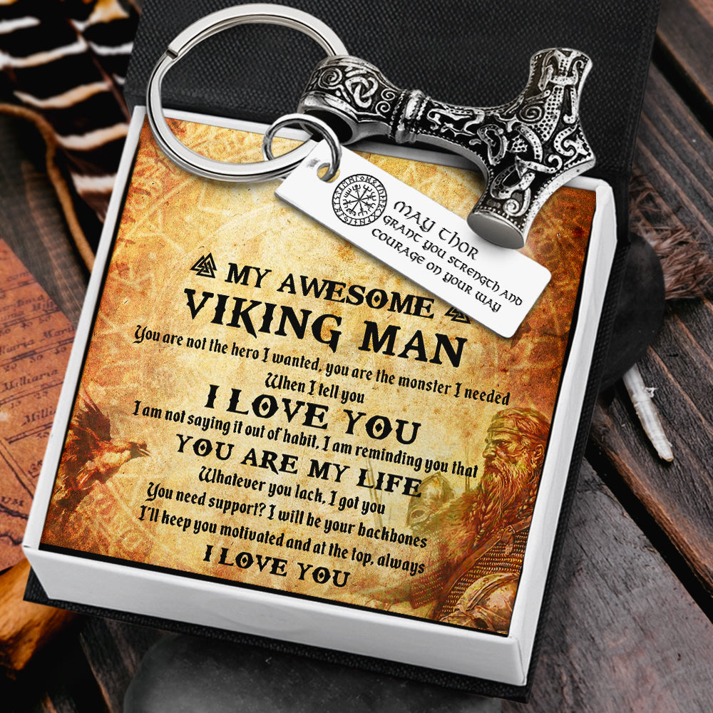 Viking Thor Keychain - My Awesome Viking Man - You Are the Monster I Needed - Ukgkbv26001 - Love My Soulmate