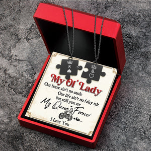 Puzzle Piece Necklace - Biker - To My Ol' Lady - You Are My Queen Forever - Ukglmb13001