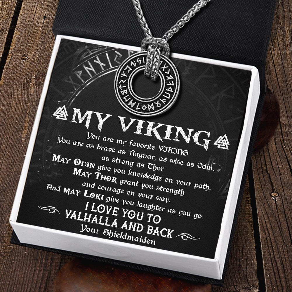 Viking Rune Necklace - My Viking - I Love You To Valhalla And Back - Ukgndy26001 - Love My Soulmate