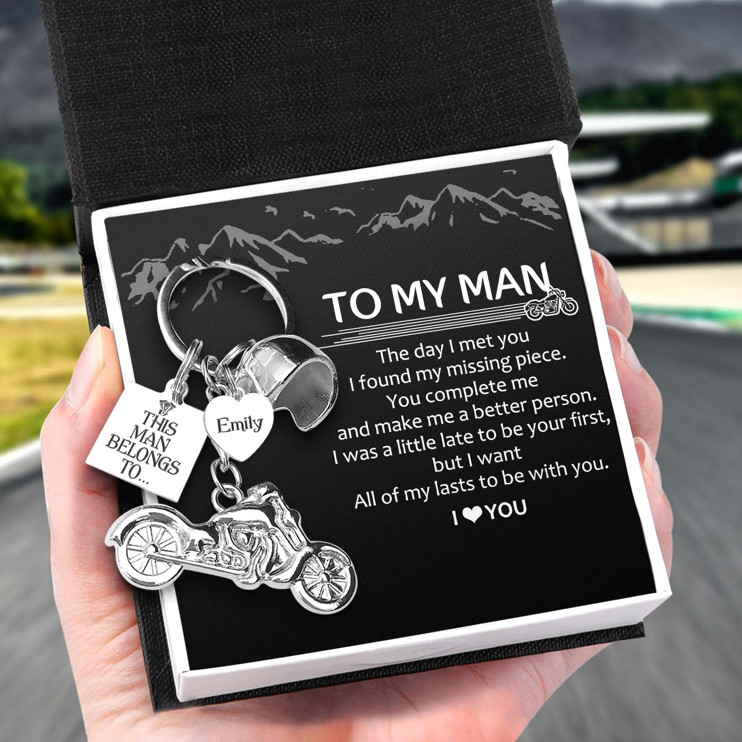 Personalised Classic Bike Keychain - Biker - To My Man - I Love You - Ukgkt26007