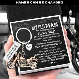 Personalised Old-School Motorcycle Keychain - Biker - To My Old Man - I Can Not Live Without You - Ukgkej26007