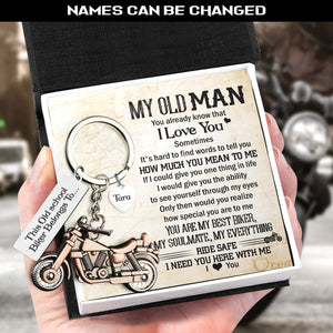 Personalised Old-School Motorcycle Keychain - Biker - To My Old Man - How Much You Mean To Me - Ukgkej26008