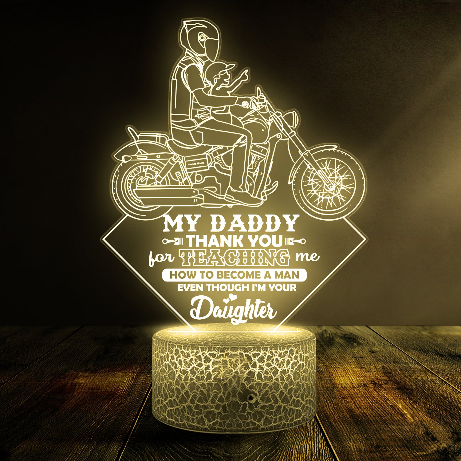 3D Led Light - Biker - To Daddy - From Daughter - Thank You For Teaching Me How To Become A Man - Ukglca18011
