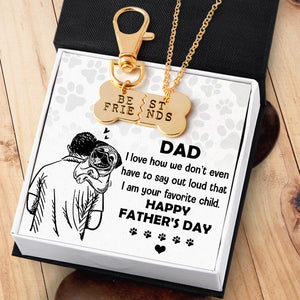 Dog Bone Necklace & Keychain Set - Dog - To Dad - Happy Father's Day! - Ukgkeh18002