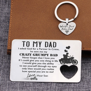 Wallet Card Insert And Heart Keychain Set - Biker - To My Dad - From Son - How Special You Are To Me - Ukgcb18006