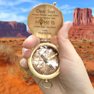 Engraved Compass - Travel - To My Son - Home Is Closer Than You Think - Ukgpb16029