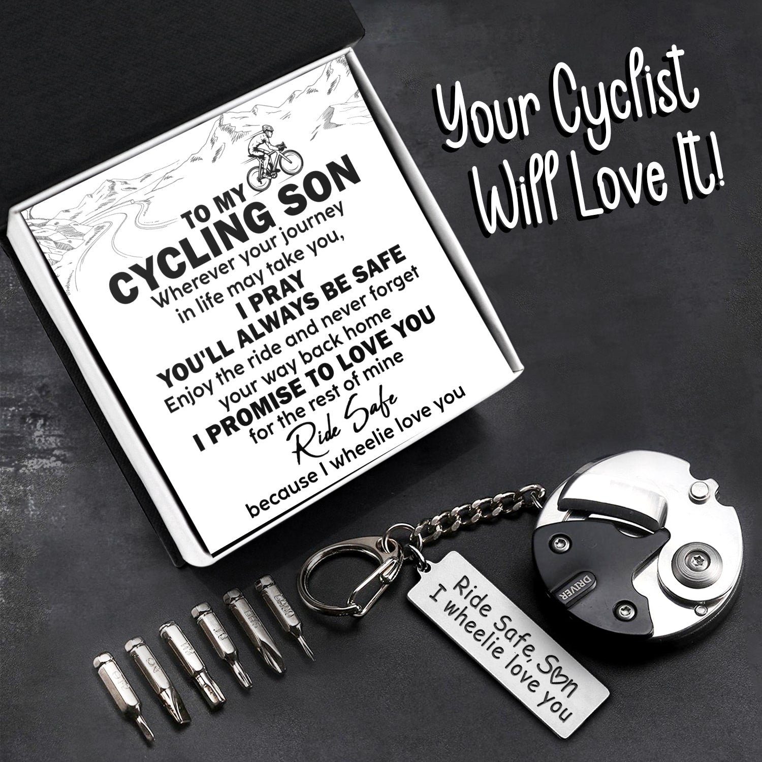 Screwdriver Keychain - Cycling - To My Cycling Son - I Wheelie Love You - Ukgkwf16003
