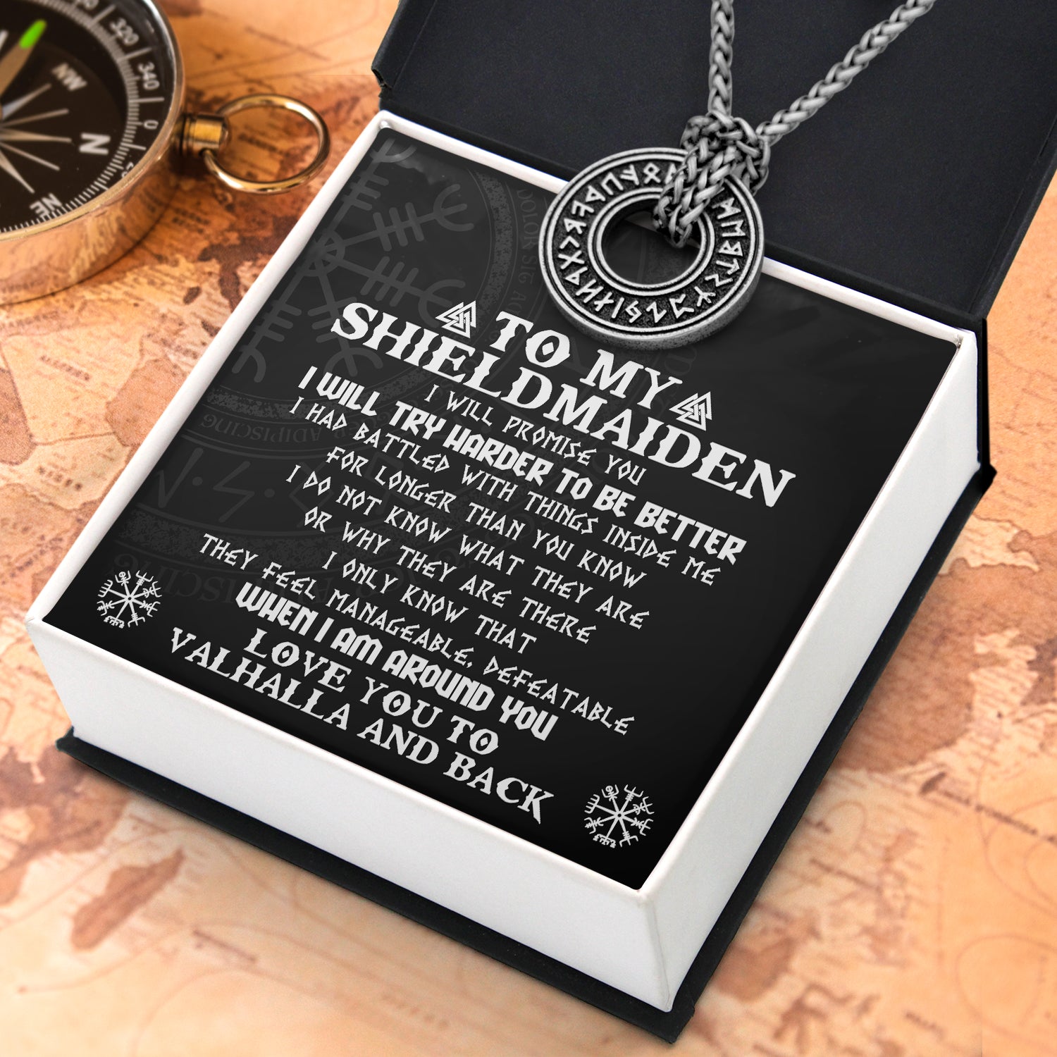 Viking Rune Necklace - Viking - To My Shield Maiden - I Love You To Valhalla And Back - Ukgndy13004