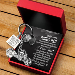Classic Bike Keychain - To My Bonus Dad - Thanks For Putting Up With My Mom - Ukgkt18005