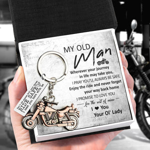 Old-School Motorcycle Keychain - Biker - To My Old Man - I Promise To Love You - Ukgkej26003