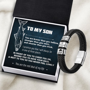 Leather Bracelet - Fishing - To My Son - You Are Braver Than You Believe - Ukgbzl16018