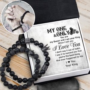 King & Queen Couple Bracelets - Biker - To My Queen - My One And Only - Ukgbae13001