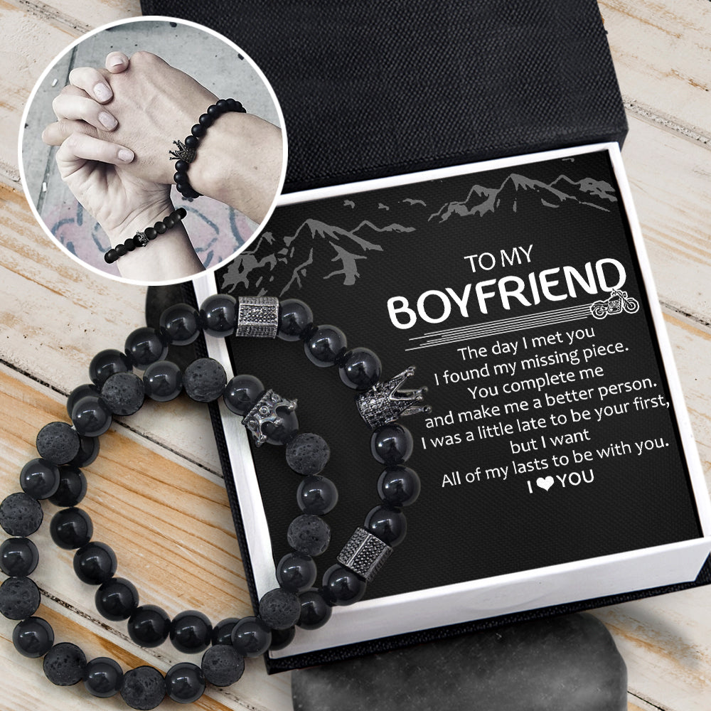 King & Queen Couple Bracelets - Biker - To My Boyfriend - I Love You - Ukgbae12001