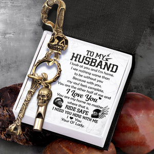 Skull Keychain Holder - Biker - To My Husband - You Are The Other Half Of Me - Ukgkci14001