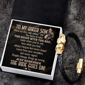 Skull Cuff Bracelet - Biker - To My Son - I Love You - Ukgbbh16009