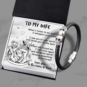 Skull Cuff Bracelet - Skull - To My Wife - Love You To The Moon And Back - Ukgbbh15001
