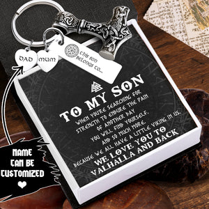Personalized Viking Thor Keychain - Viking - To My Son - We Love You To Vahalla And Back - Ukgkbv16001