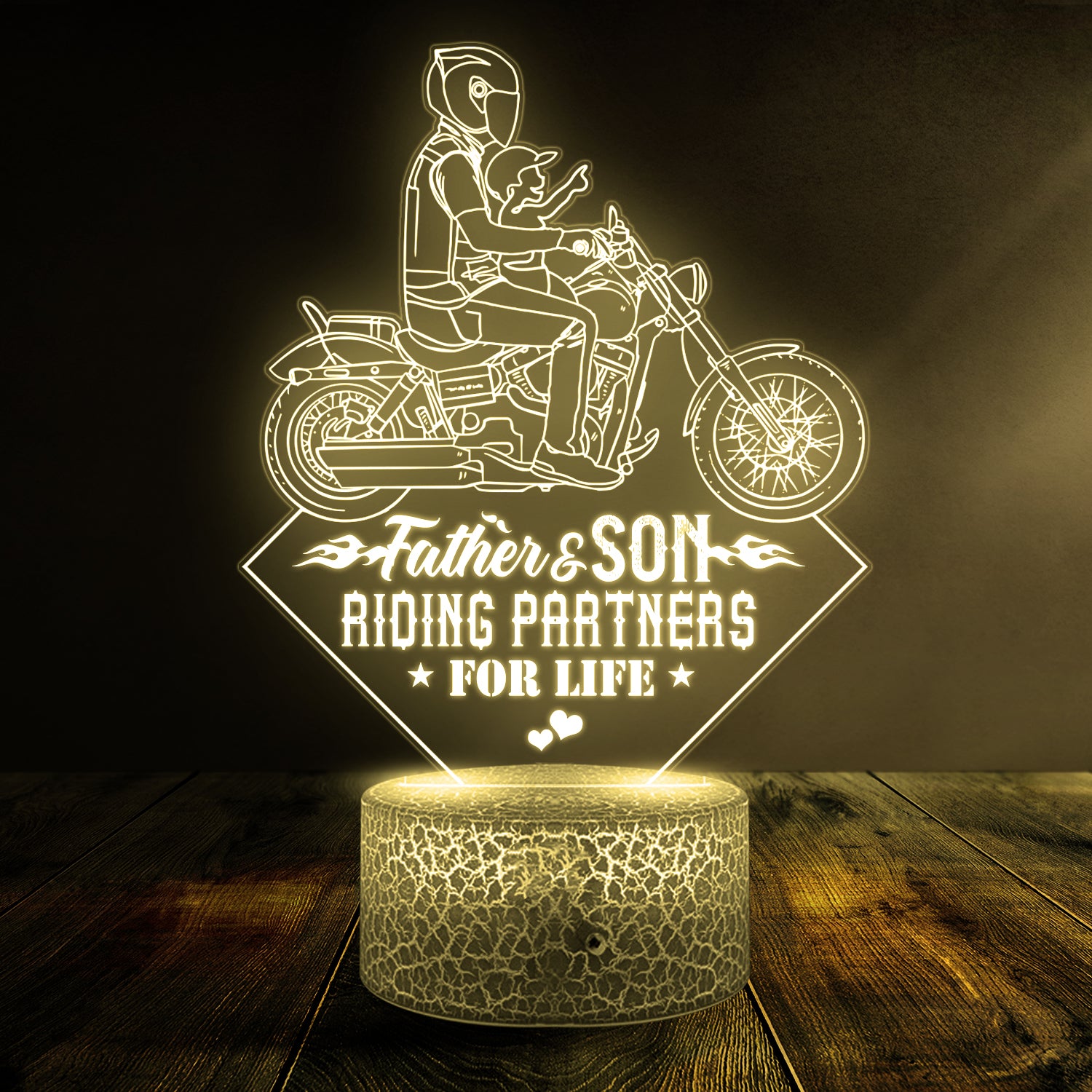 3D Led Light - Biker - To Father - From Son - Riding Partners For Life - Ukglca18013