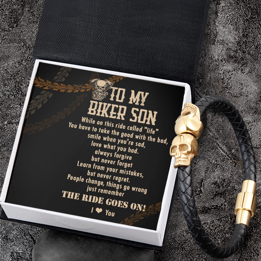 Skull Cuff Bracelet - Biker - To My Biker Son - The Rides Go On - Ukgbbh16014