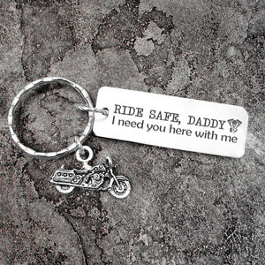 Engraved Motorcycle Keychain - Biker - To My Bonus Dad - From Son - I Love You Dad...I Do - Ukgkbe18006