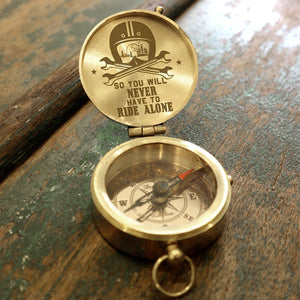 Engraved Compass - Biker - To My Man - You Will Never Have To Ride Alone - Ukgpb26075